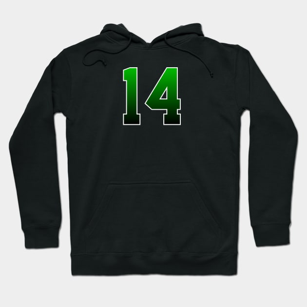 Green Number 14 Hoodie by Ericokore